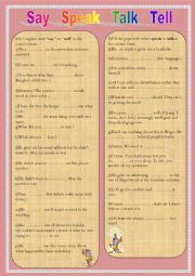 English Worksheet: Say - Speak - Talk - Tell