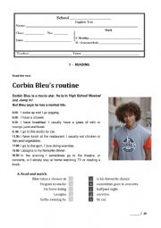 English Worksheet: Test daily routine