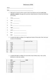 English Worksheet: Dictionary skills