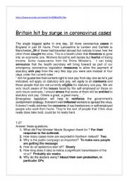 English Worksheet: Coronavirus watching the news