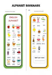 English Worksheet: English Alphabet Bookmark