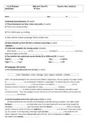 English Worksheet: end of term 2.9th form
