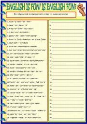 English Worksheet: Sentence building with key