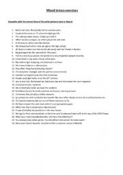 English Worksheet: mixed tenses ex
