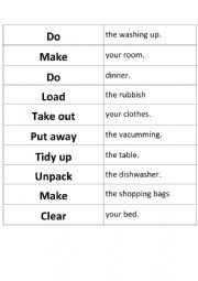 Helping at home vocabulary