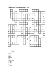 English Worksheet: Crossword Puzzle on Simple Past