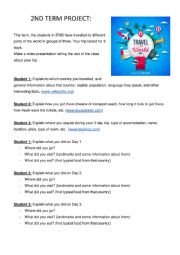 English Worksheet: Group project - Travel the world
