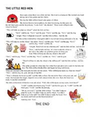 English Worksheet: Little Red Hen -- fill in missing letters