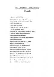 English Worksheet: The Little Prince questionnaire