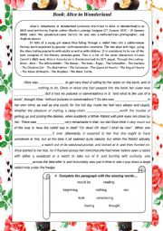 English Worksheet: Alice in wonderland - Text activity