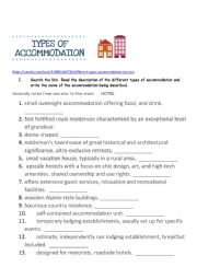 English Worksheet: TYPES OF ACCOMMODATION  FCE SPEAKING