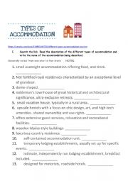 TYPES OF ACCOMMODATION  FCE SPEAKING