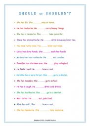 English Worksheet: should or shouldn�t