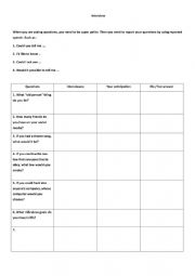 English Worksheet: an interview for practising reporting questions and statements 