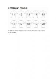 English Worksheet: LISTEN AND COLOR