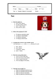 English Worksheet: Test elementary school 4th grade
