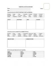 English Worksheet: Food and health