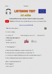 A2 LEVEL listening TEST