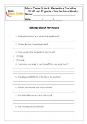 English Worksheet: Describing my house