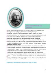 Albert Einstein Vocabulary Worksheet