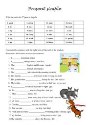 English Worksheet: Present simple - affirmative, negative and 3rd person singular