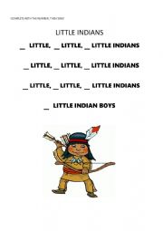 English Worksheet: 10 LITTLE INDIANS