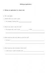 English Worksheet: Writing an Application 