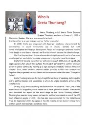 English worksheet: WHO IS GRETA THUNBERG?
