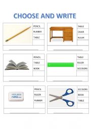 English Worksheet: Classroom materials