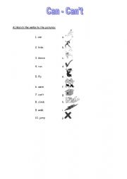 English Worksheet: Can/Can�t