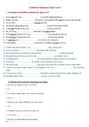 English Worksheet: Conditional sentences type 1 and 2