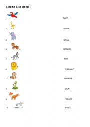 English Worksheet: WILD ANIMALS