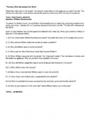 English Worksheet: Boy Who Harnessed the Wind