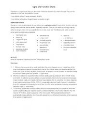 English Worksheet: Signal words and Transition words