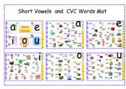English Worksheet: Short Vowels and CVC Words Mat