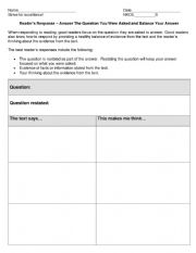 English Worksheet: Reader�s Response