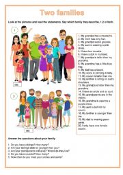 English Worksheet: Picture description - Two families