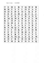 English Worksheet: Clothes. Wordpuzzle