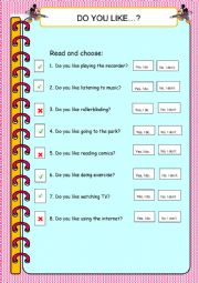 English Worksheet: Do you like?