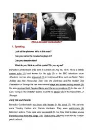 English Worksheet: Benedict Cumberbatch Biography