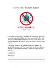 English Worksheet: Coronavirus-Global solutions