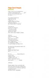 English Worksheet: Madonna Papa Don�t Preach (Future Tense)