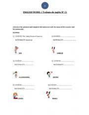 English Worksheet: Countries and nationalities
