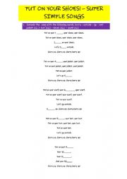 English Worksheet: PUT ON YOUR SHOES - SUPER SIMPLE SONGS