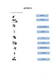 English Worksheet: At the airport lexis exercise