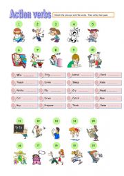 English Worksheet: Action Verbs