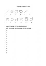 Kitchen Vocabulary Worksheet