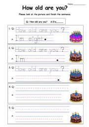 English Worksheet: How old are you?