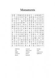 Monuments word search