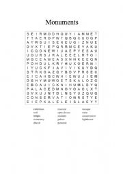 English Worksheet: Monuments word search